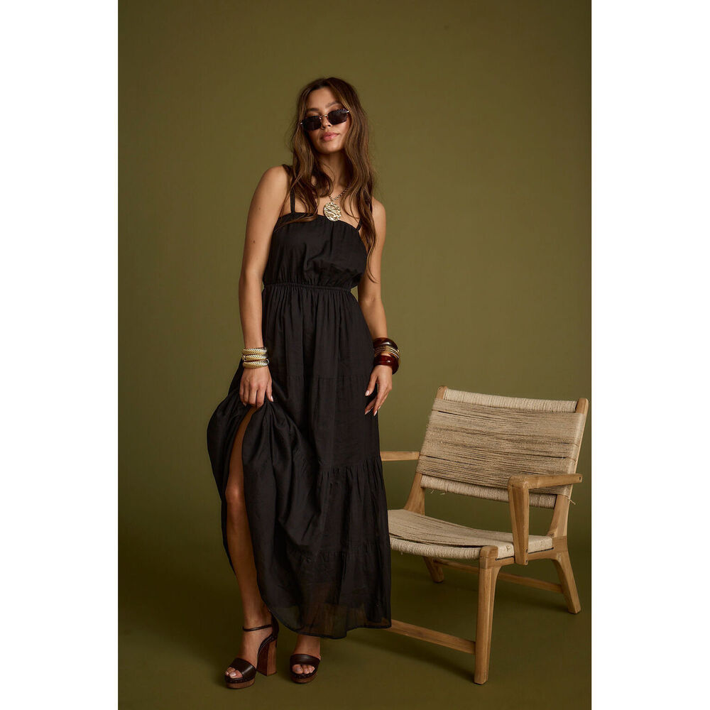 12th Tribe Darion Black Maxi Dress Size SS